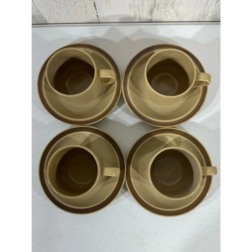 Hearthside‎ Stoneware Dogwood 4 Cups 4 Saucers Hand Painted Japan MCM